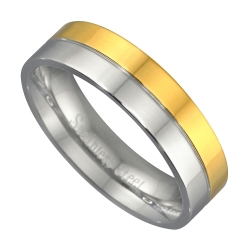 Edelstahl Trauring mit 18K Gold Beschichtung