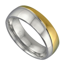Edelstahl Trauring mit 18K Gold Beschichtung