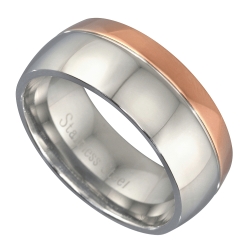 Bague en acier inoxydable plaqué or rose 18K