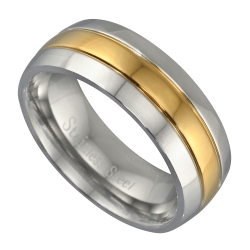 Stainless Steel Ring With 18K Gold Plated