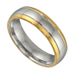 Stainless Steel Ring With 18K Gold Plated
