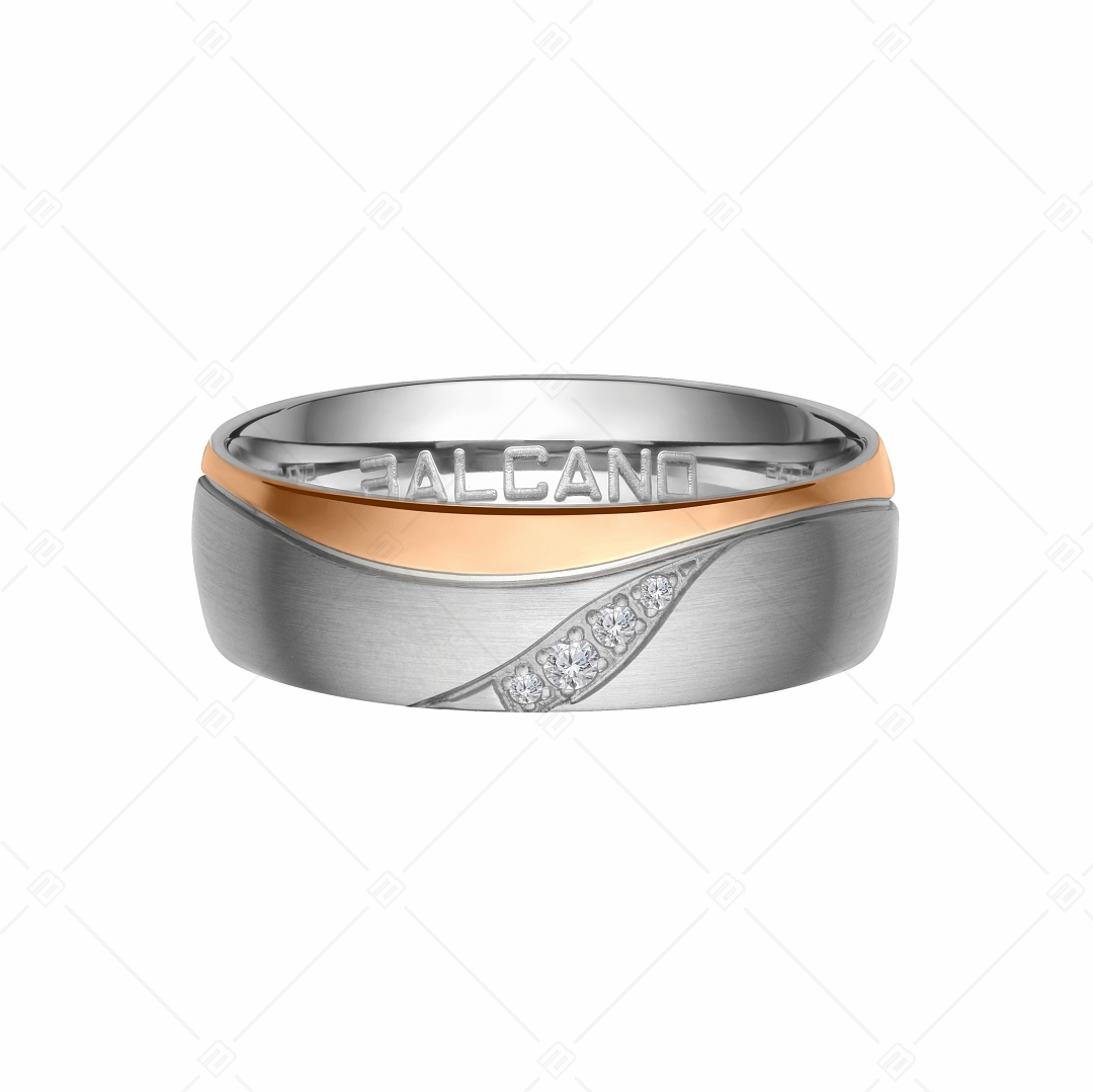 BALCANO - Venus / Stainless Steel 18K Rose Gold Plated Ring With Cubic Zirconia Gemstones (030023ZY00)