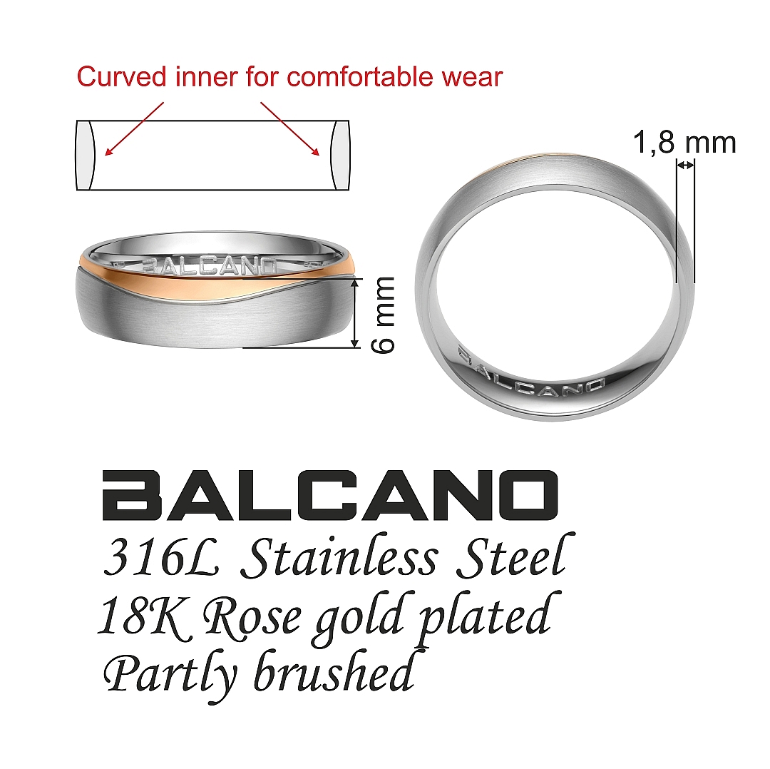 BALCANO - Venus / Stainless Steel Ring With 18K Rose Gold Plated (030023ZY99)