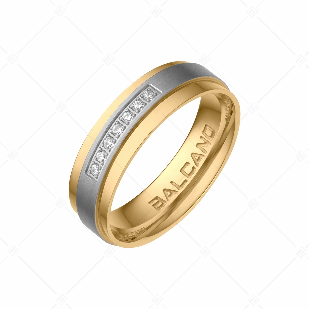 BALCANO - Cinto / 18K gold plated stainless steel ring with cubic zirconia gemstones (030024ZY00)