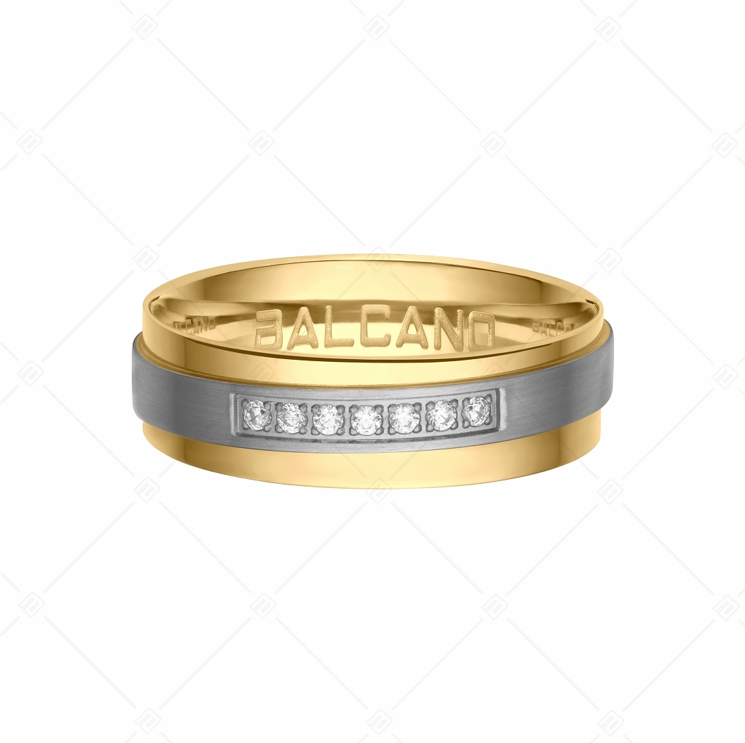 BALCANO - Cinto / 18K gold plated stainless steel ring with cubic zirconia gemstones (030024ZY00)