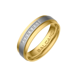 BALCANO - Cinto / 18K Gold Plated Stainless Steel Ring With Cubic Zirconia Gemstones