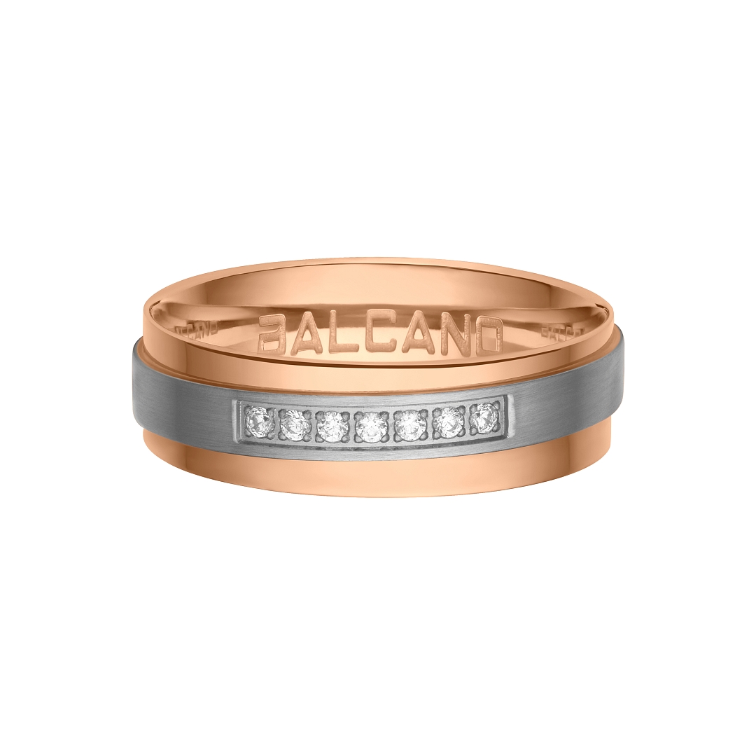 BALCANO - Cinto / Bague en acier inoxydable plaqué or rose 18K avec pierres précieuses zirconium (030025ZY00)