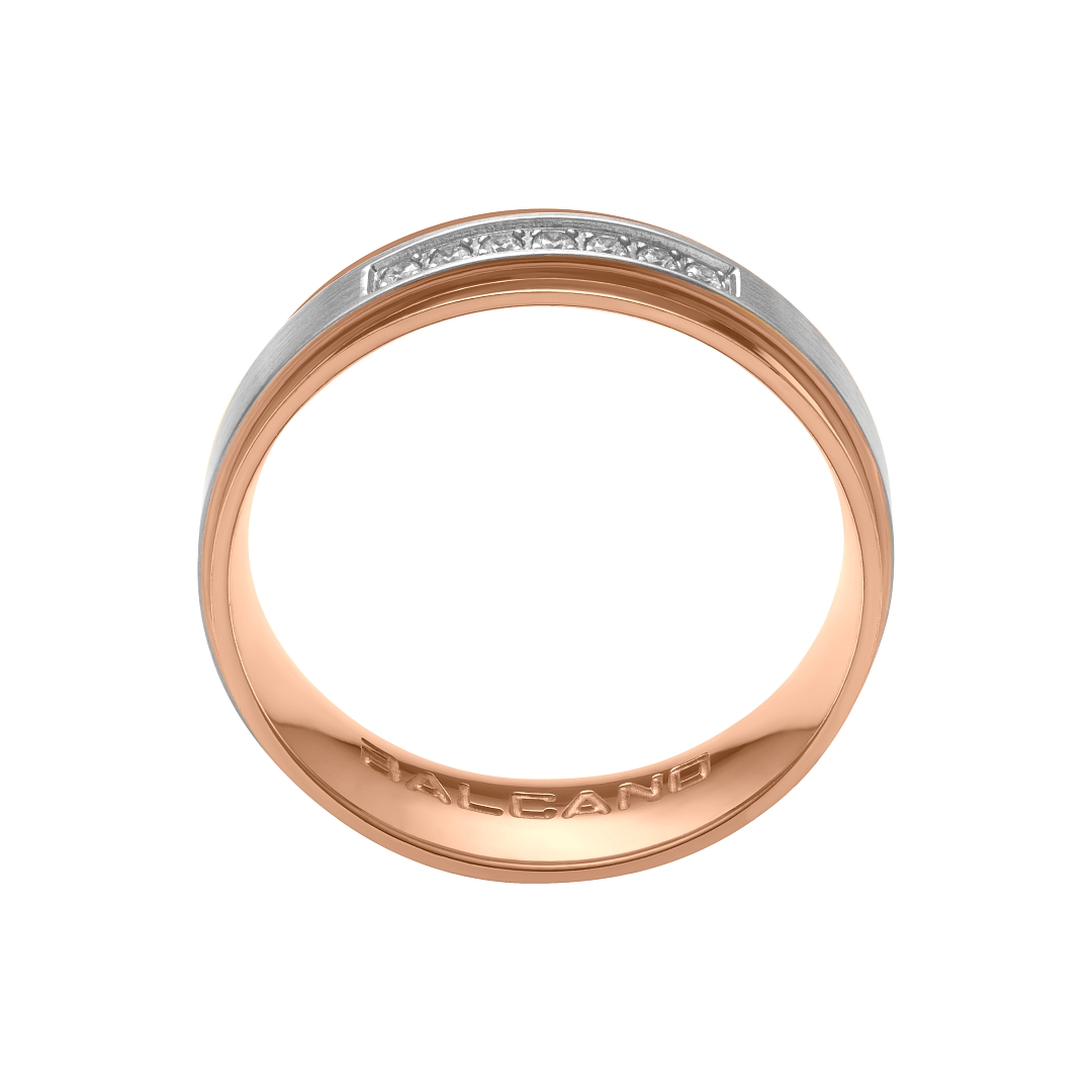BALCANO - Cinto / Bague en acier inoxydable plaqué or rose 18K avec pierres précieuses zirconium (030025ZY00)