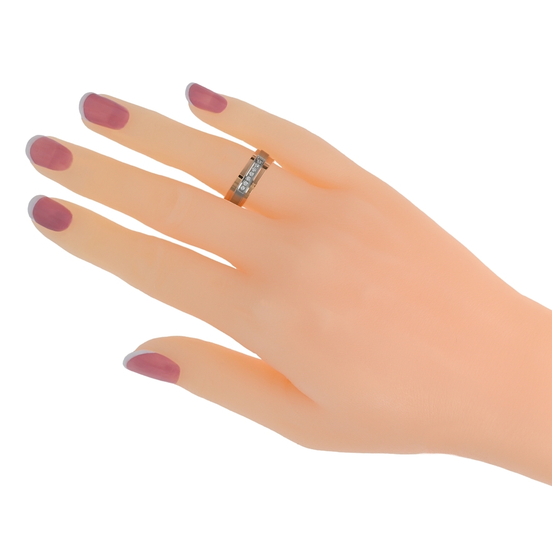 BALCANO - Cinto / Bague en acier inoxydable plaqué or rose 18K avec pierres précieuses zirconium (030025ZY00)