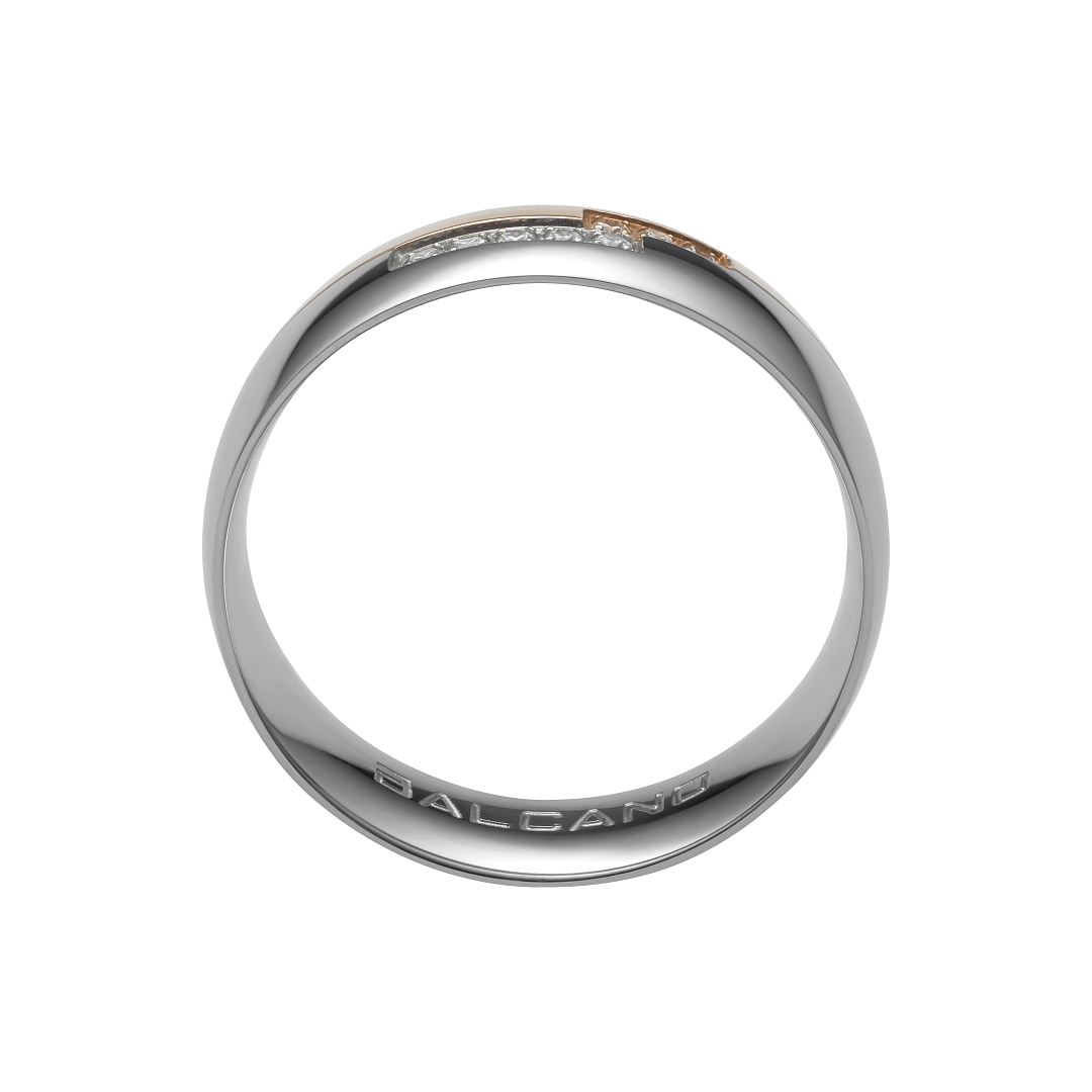 BALCANO - Aurora / Bague en acier inoxydable plaqué or rose 18K avec pierres précieuses zirconium (030026ZY00)