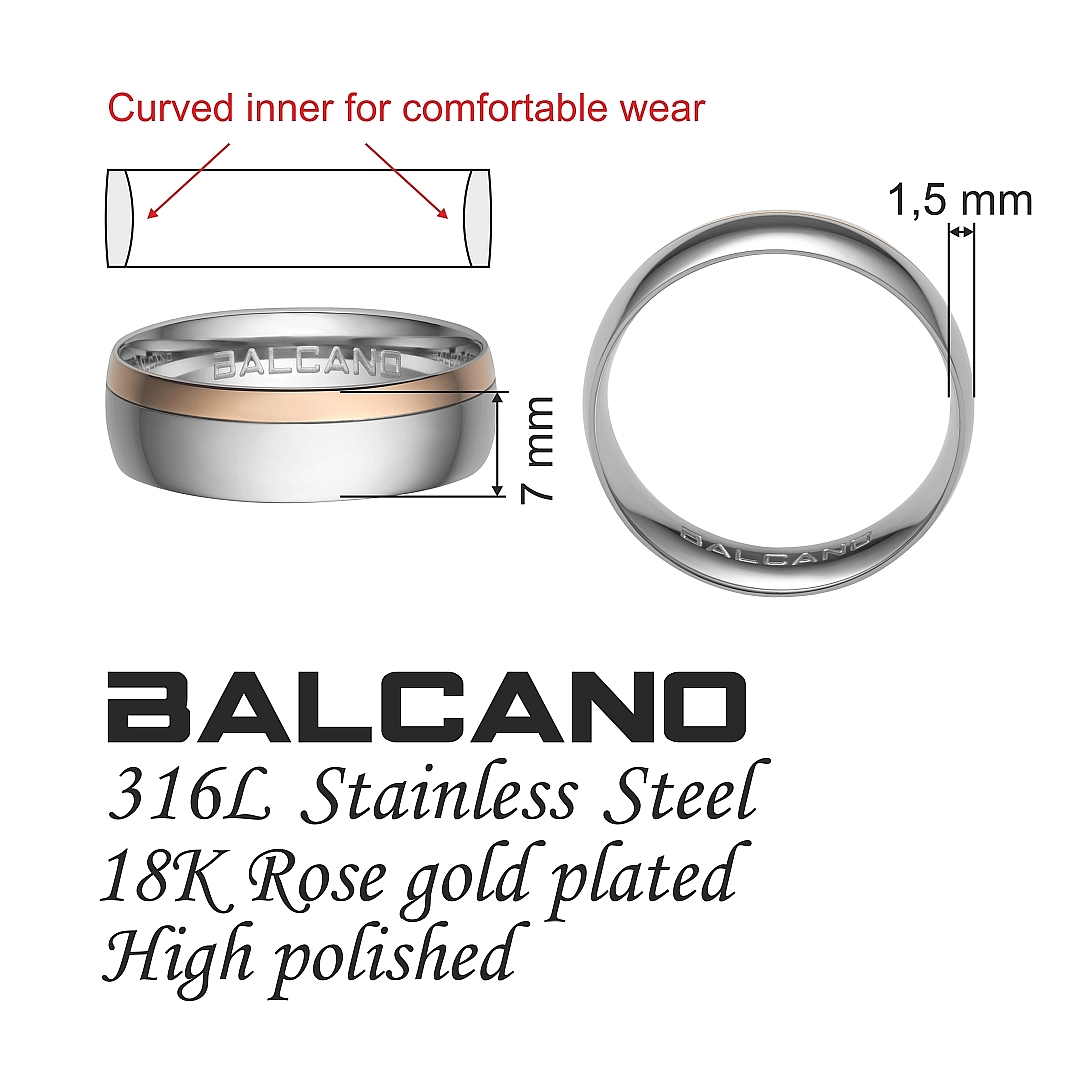 BALCANO - Aurora / Stainless Steel Ring With 18K Rose Gold Plated (030026ZY99)