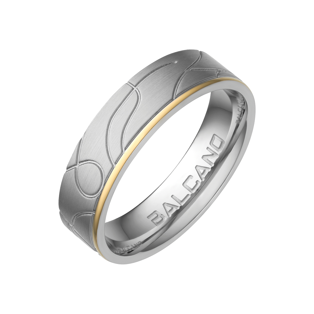 BALCANO - Linea / Edelstahl Trauring gebürstet, mit 18K Gold Beschichtung (030027ZY99)