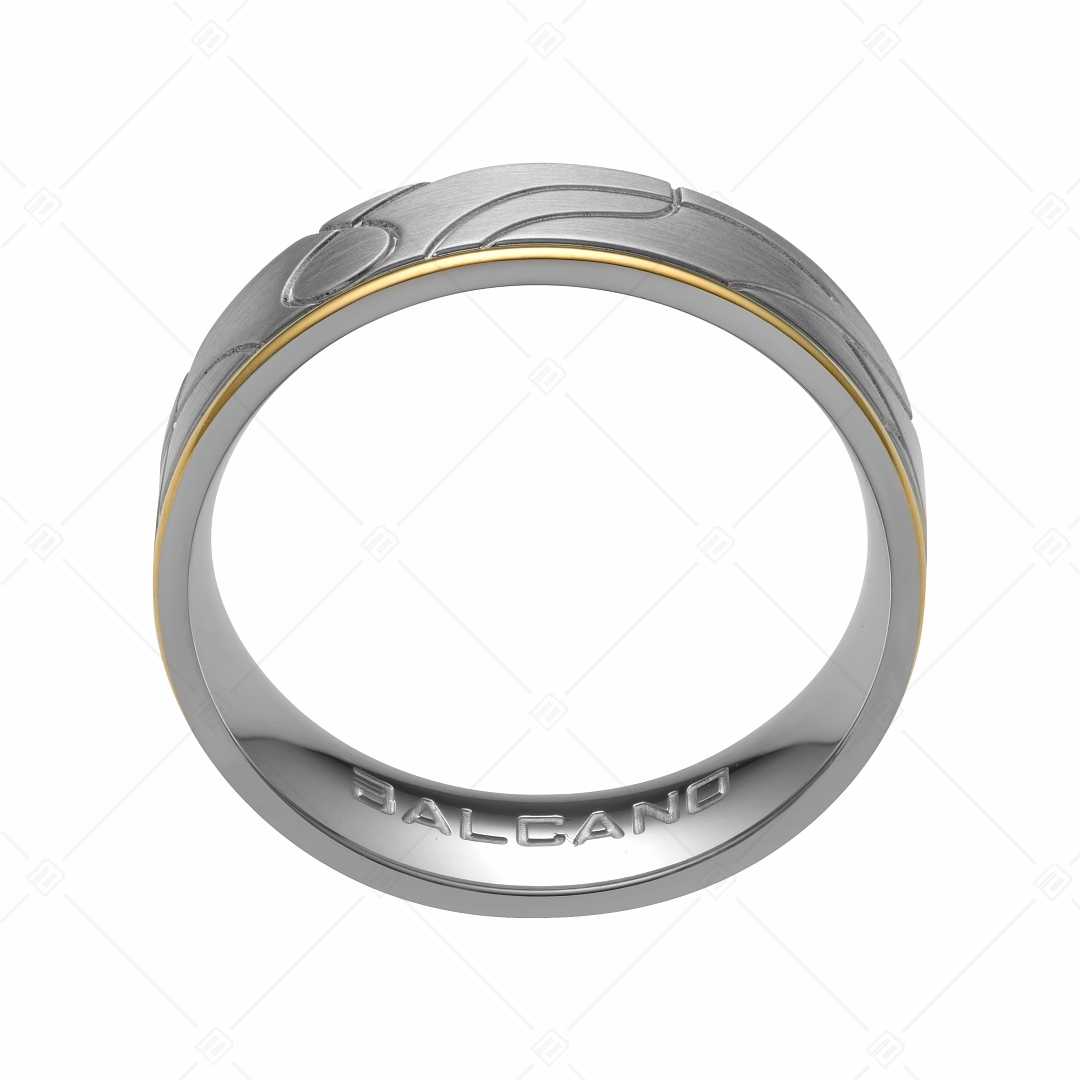BALCANO - Linea / Matt stainless steel ring, with 18K gold plating (030027ZY99)