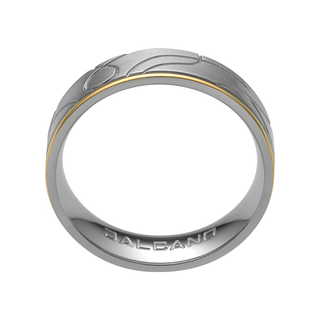 BALCANO - Linea / Edelstahl Trauring gebürstet, mit 18K Gold Beschichtung (030027ZY99)
