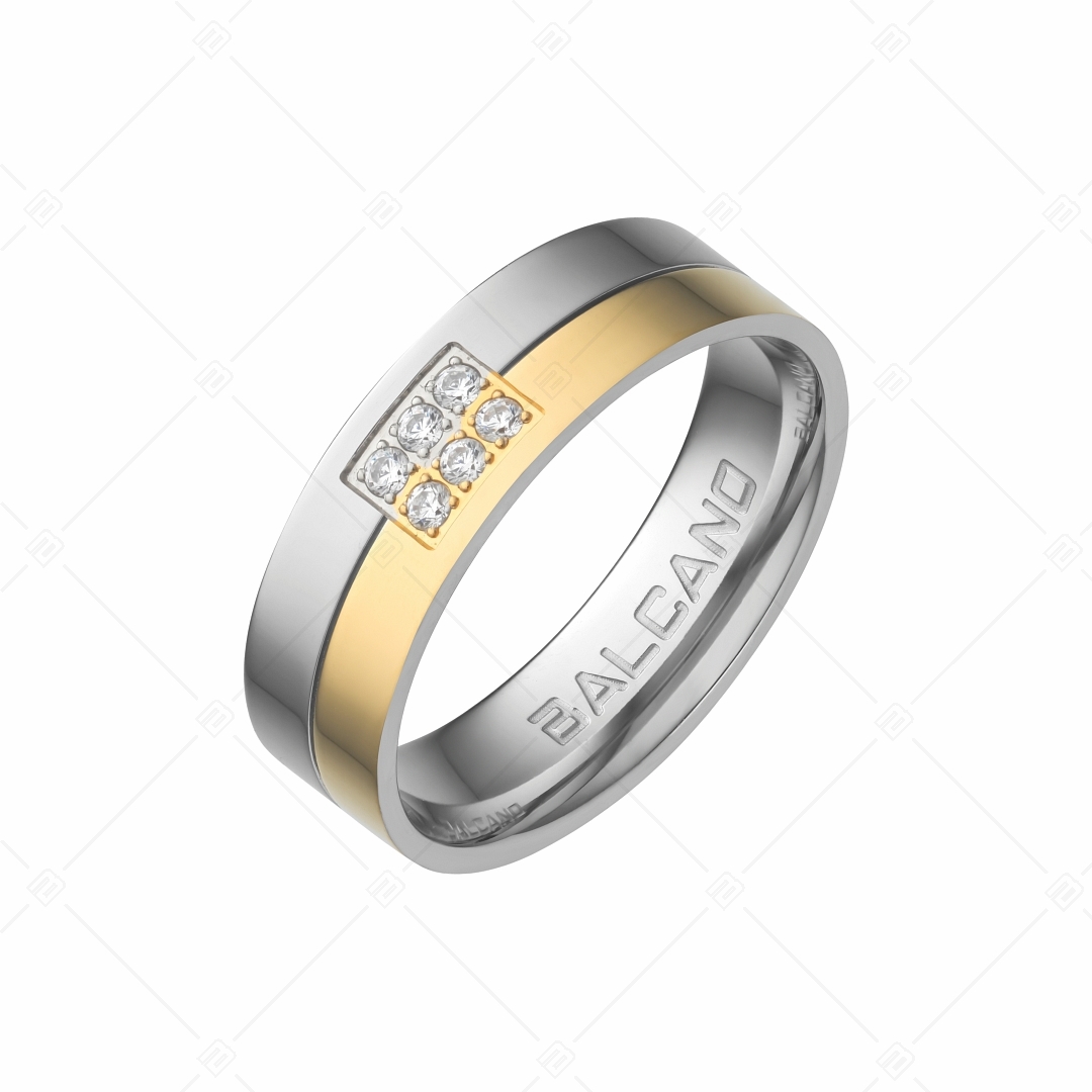 BALCANO - Simile / 18K gold plated stainless steel ring with cubic zirconia gemstones (030028ZY00)