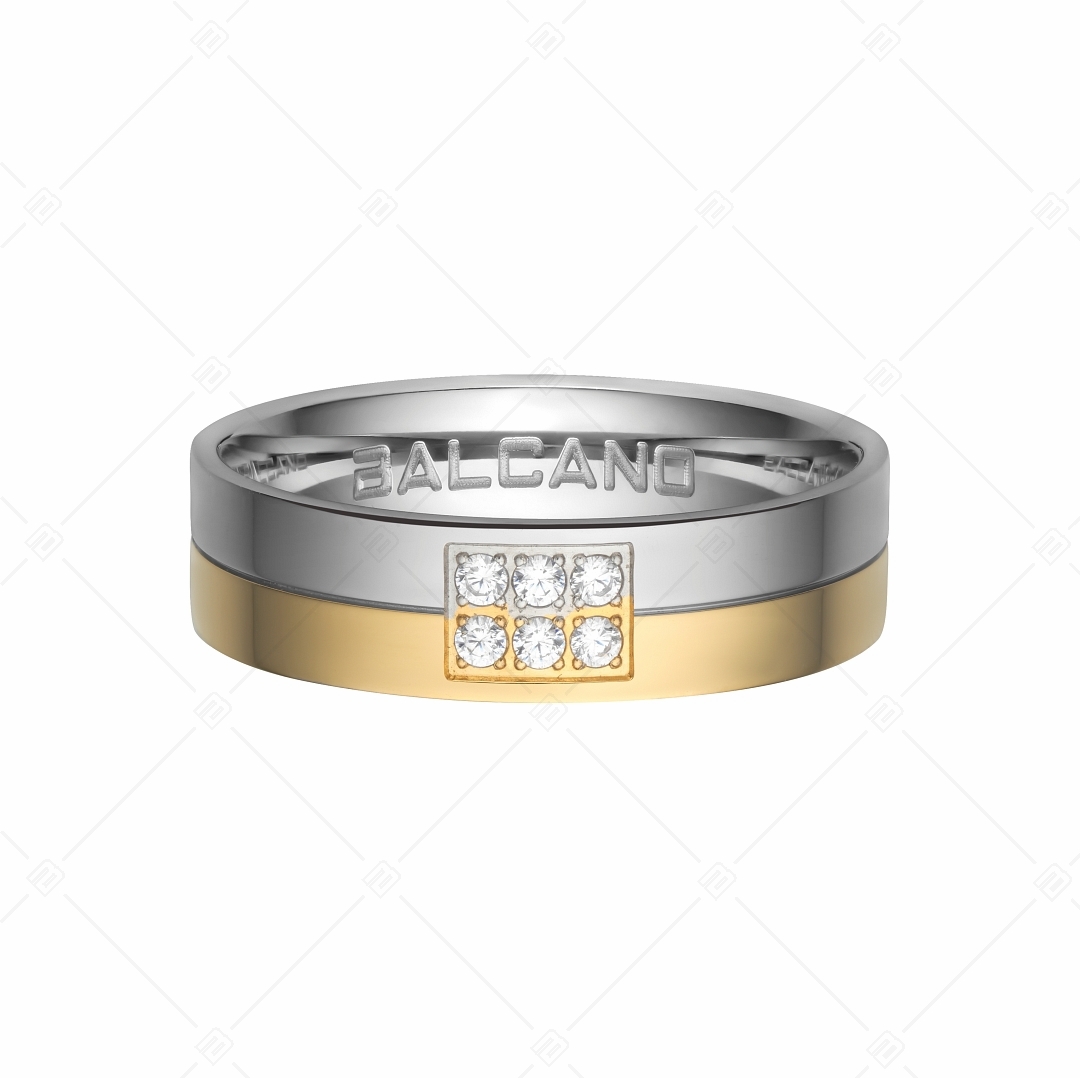 BALCANO - Simile / 18K gold plated stainless steel ring with cubic zirconia gemstones (030028ZY00)