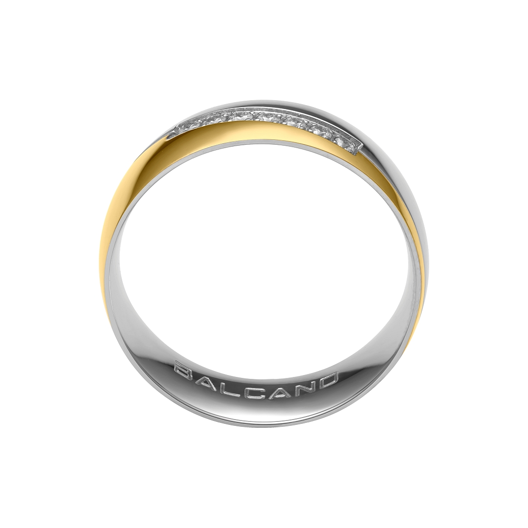 BALCANO - Regal / Bague en acier inoxydable plaquée or 18K avec pierres précieuses zirconium (030029ZY00)