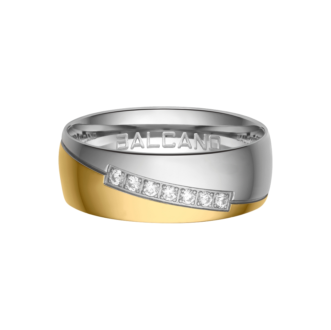 BALCANO - Regal / Bague en acier inoxydable plaquée or 18K avec pierres précieuses zirconium (030029ZY00)