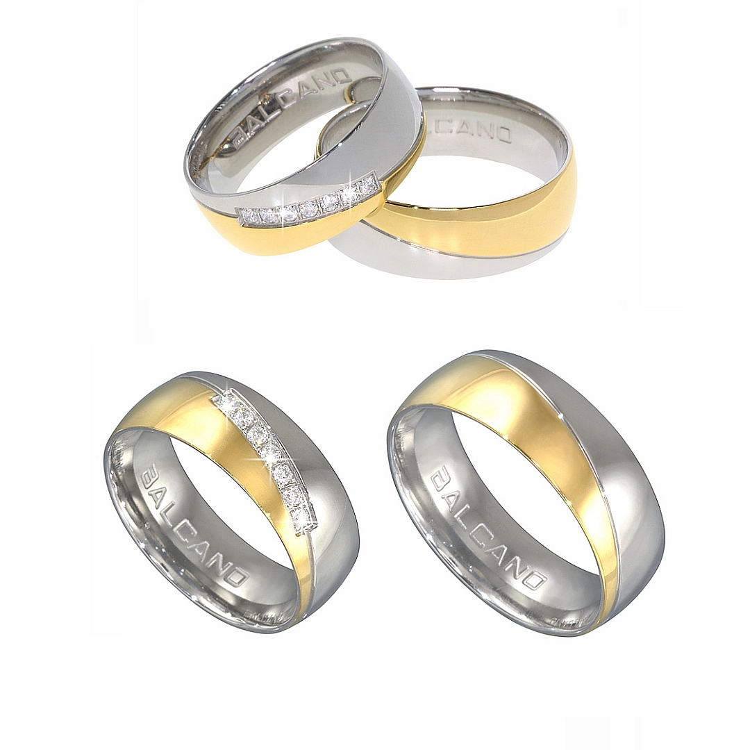BALCANO - Regal / Bague en acier inoxydable plaquée or 18K avec pierres précieuses zirconium (030029ZY00)