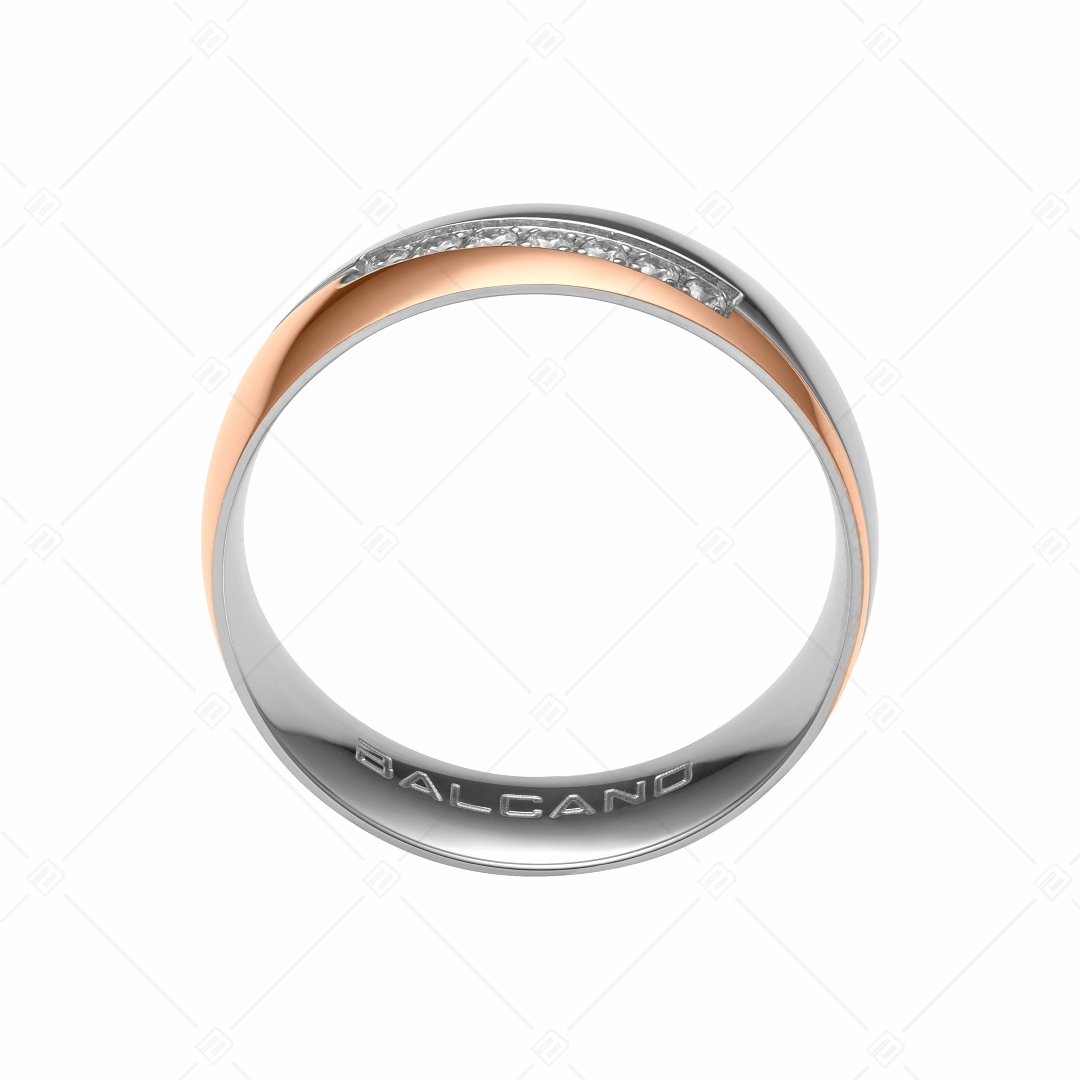 BALCANO - Regal / 18K Rose Gold Plated Stainless Steel Ring with Cubic Zirconia Gemstones (030030ZY00)