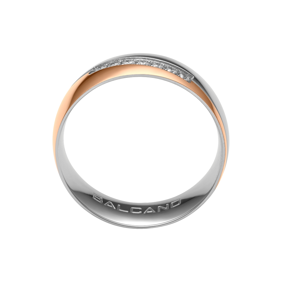 BALCANO - Regal / 18K Rose Gold Plated Stainless Steel Ring With Cubic Zirconia Gemstones (030030ZY00)