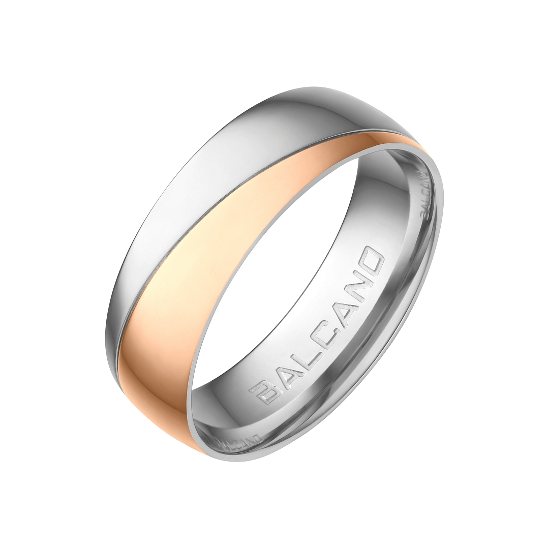 BALCANO - Regal / Edelstahl Trauring mit 18K Roségold Beschichtung (030030ZY99)