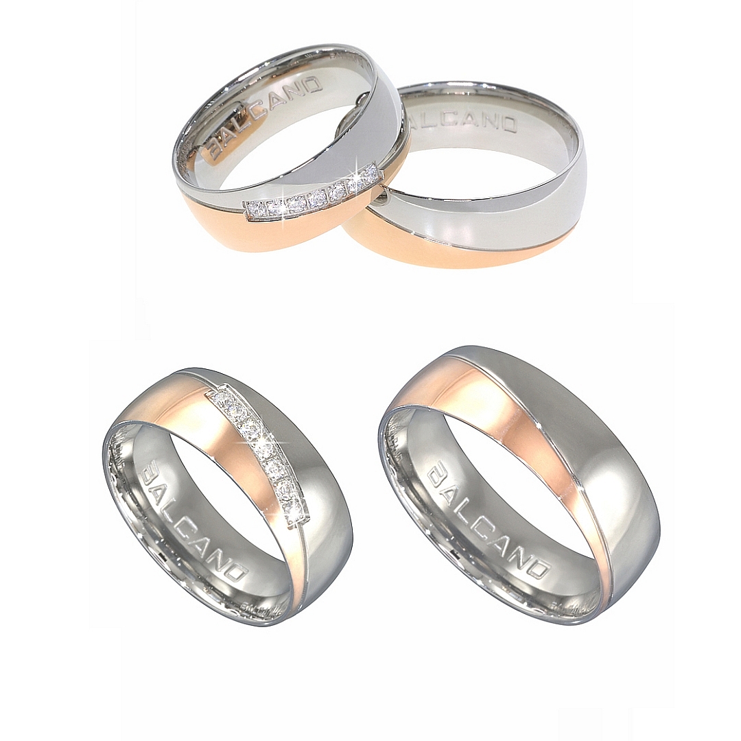 BALCANO - Regal / Edelstahl Trauring mit 18K Roségold Beschichtung (030030ZY99)