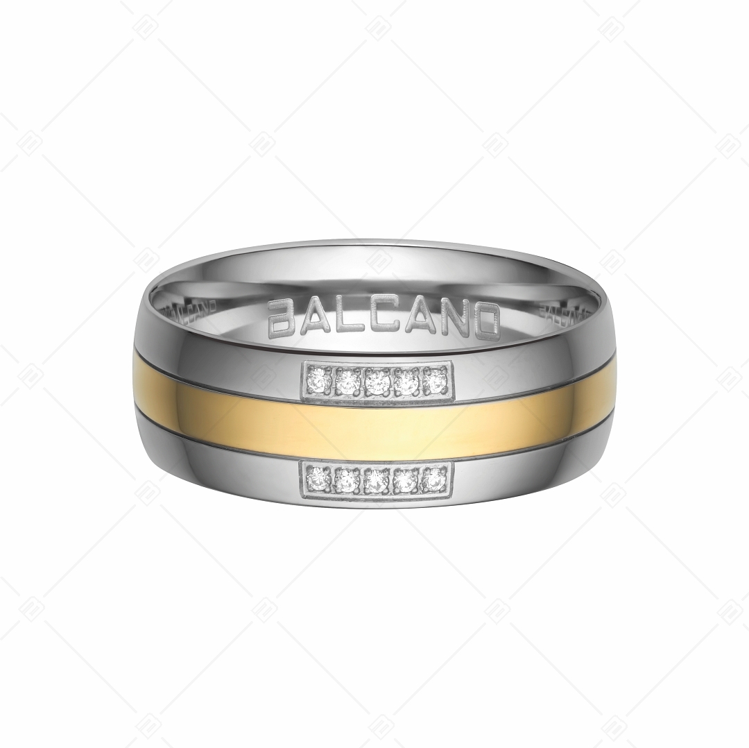 BALCANO - Iris / 18K Gold Plated Stainless Steel Ring With Cubic Zirconia Gemstones (030031ZY00)