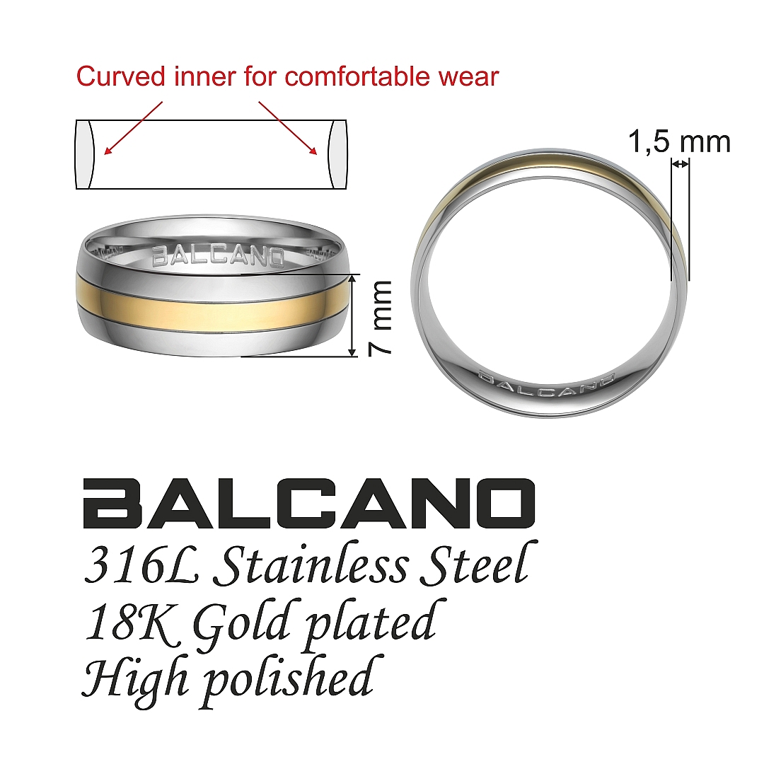 BALCANO - Iris / Bague en acier inoxydable plaqué or 18K (030031ZY99)