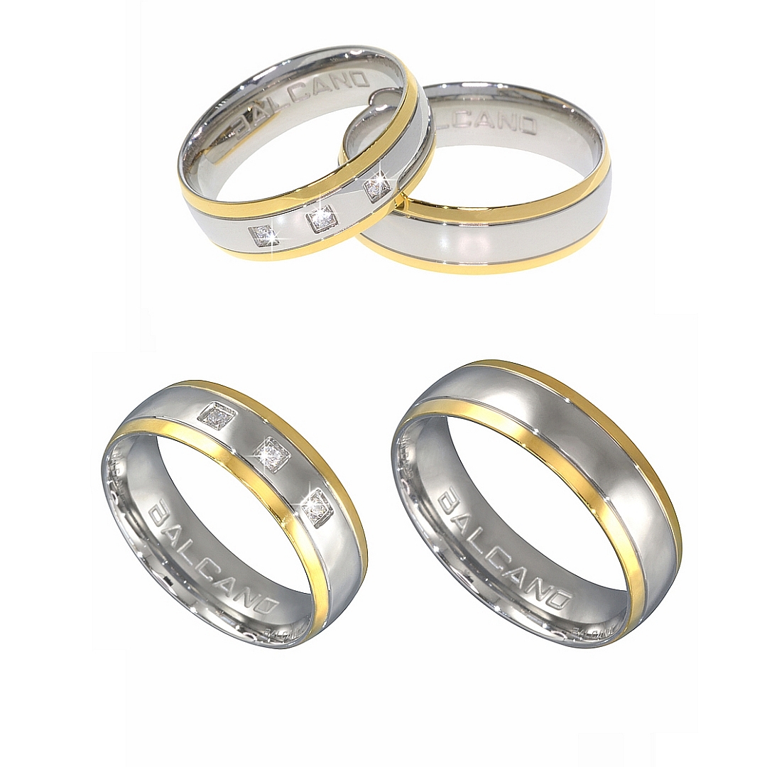 BALCANO - Camino / 18K Gold Plated Stainless Steel Ring With Cubic Zirconia Gemstones (030032ZY00)