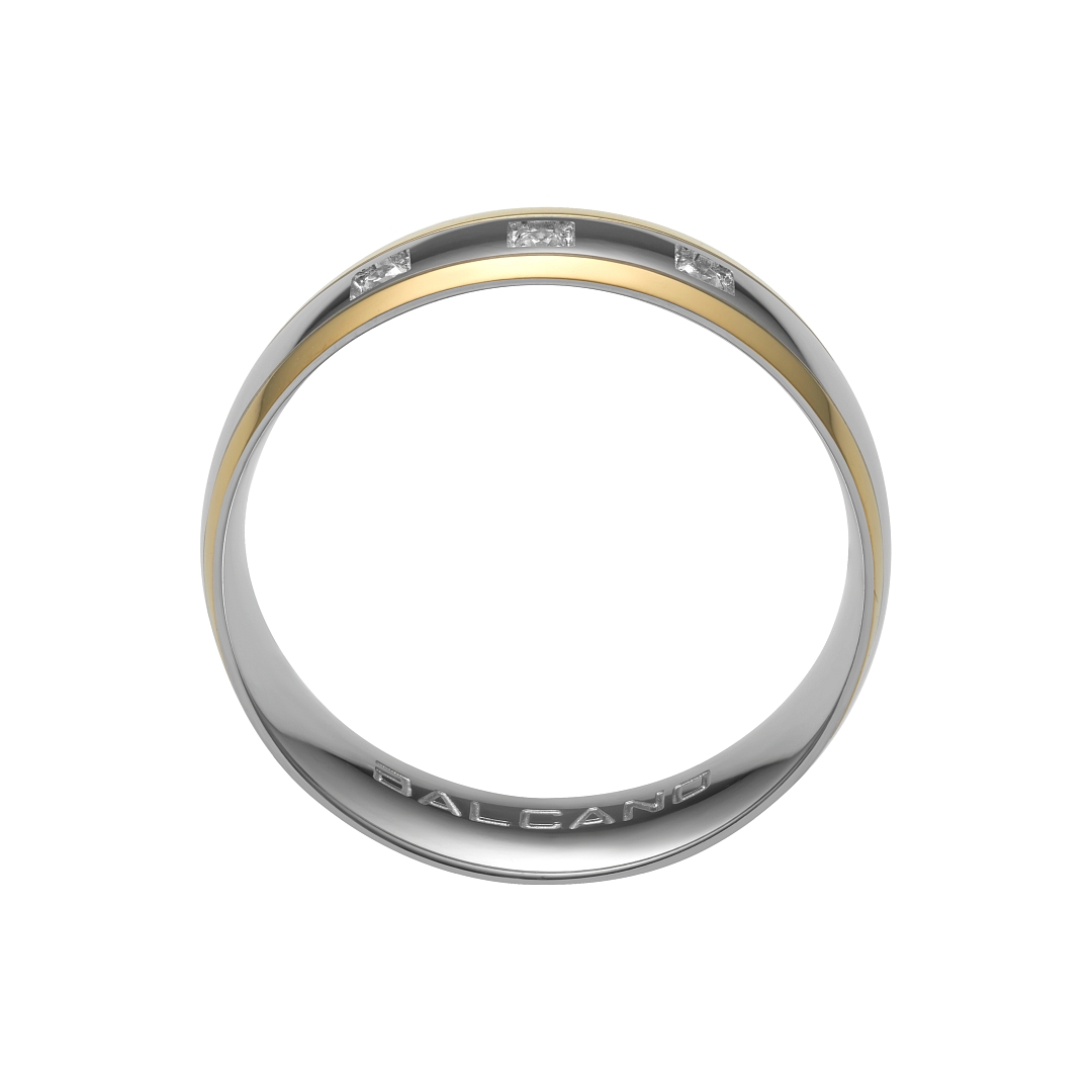 BALCANO - Camino / 18K Gold Plated Stainless Steel Ring With Cubic Zirconia Gemstones (030032ZY00)