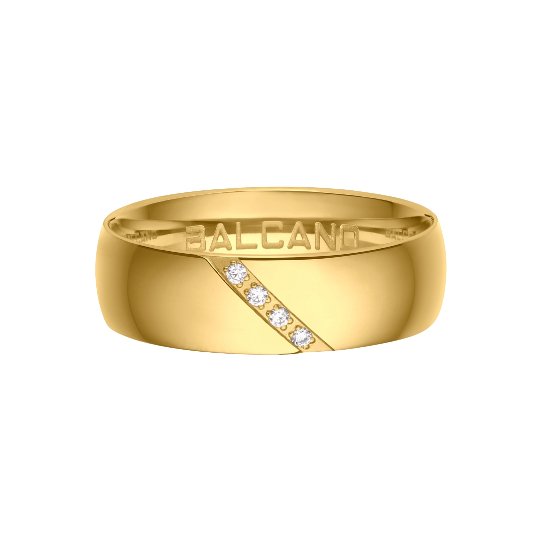 BALCANO - Solis / 18K Gold Plated Stainless Steel Ring With Cubic Zirconia Gemstones (030034ZY00)
