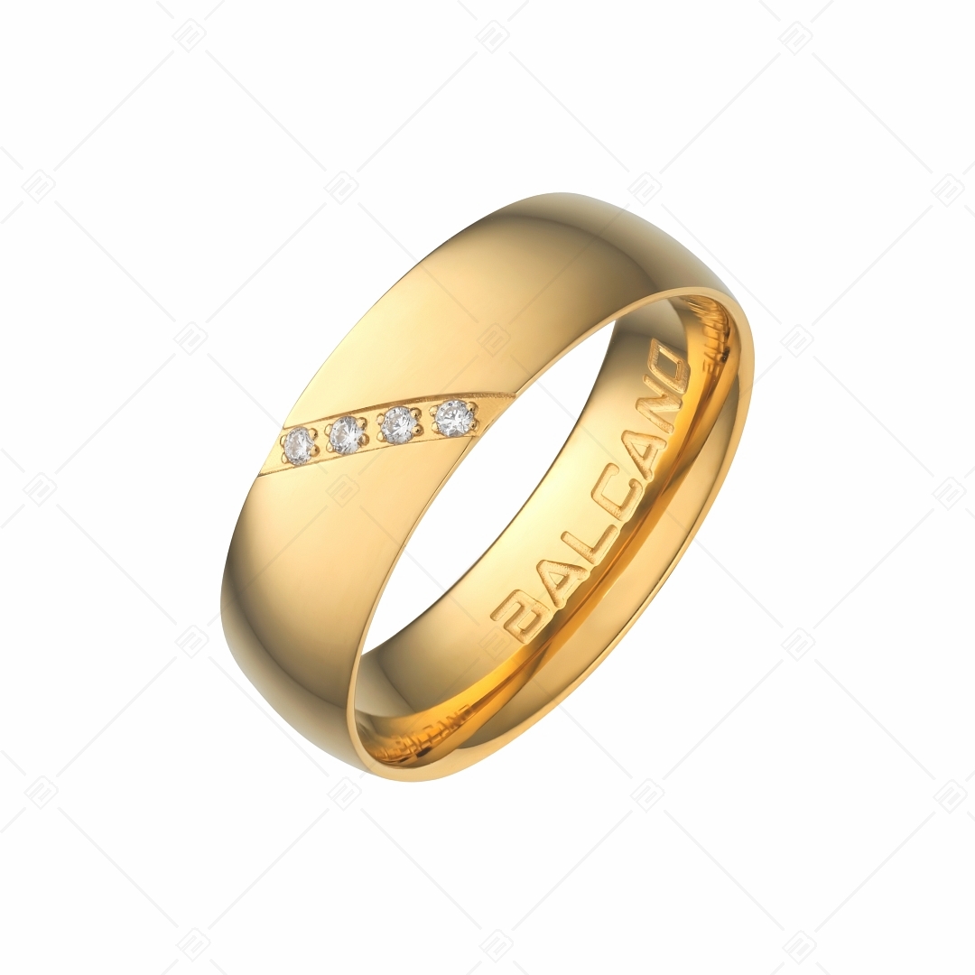 BALCANO - Solis / 18K Gold Plated Stainless Steel Ring with Cubic Zirconia Gemstones (030034ZY00)