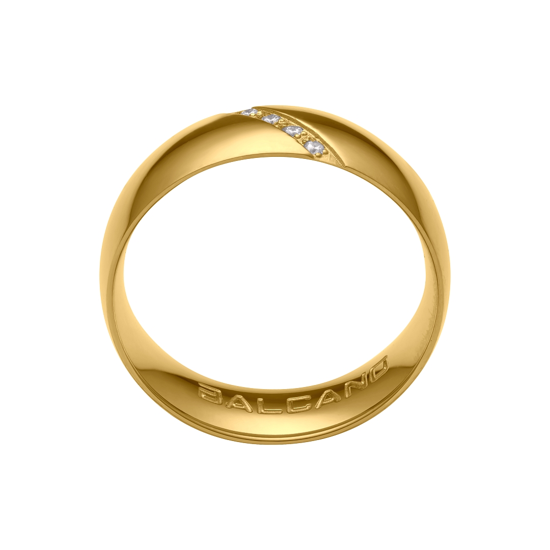 BALCANO - Solis / 18K Gold Plated Stainless Steel Ring With Cubic Zirconia Gemstones (030034ZY00)