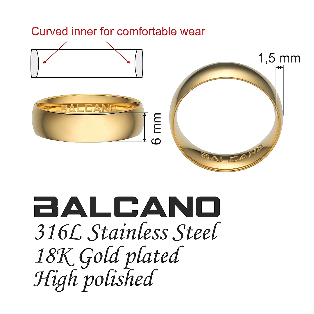 BALCANO - Solis / Bague en acier inoxydable plaqué or 18K (030034ZY99)