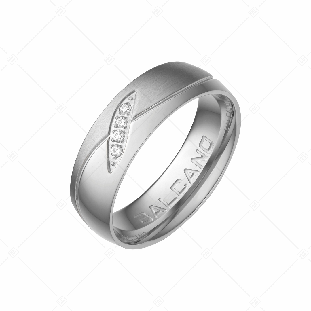 BALCANO - Unda / Stainless Steel Ring With Cubic Zirconia Gemstones (030035ZY00)