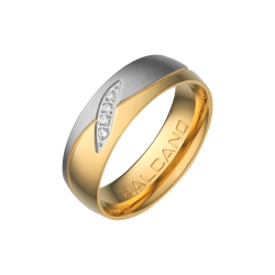 BALCANO - Unda / 18K Gold Plated Stainless Steel Ring With Cubic Zirconia Gemstones