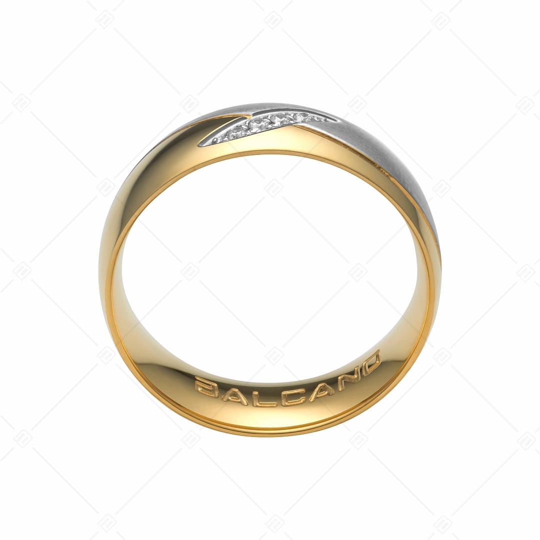 BALCANO - Unda / 18K Gold Plated Stainless Steel Ring with Cubic Zirconia Gemstones (030036ZY00)