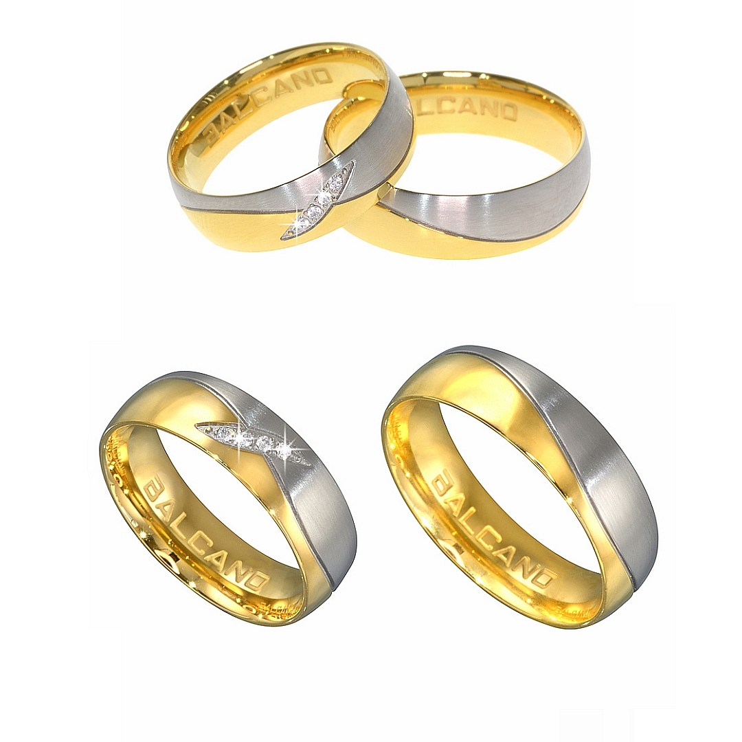 BALCANO - Unda / Bague en acier inoxydable plaqué or 18K avec pierres précieuses zirconium (030036ZY00)
