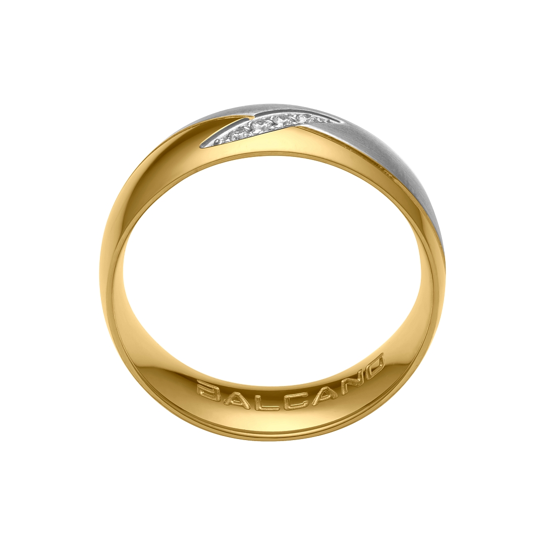 BALCANO - Unda / Bague en acier inoxydable plaqué or 18K avec pierres précieuses zirconium (030036ZY00)