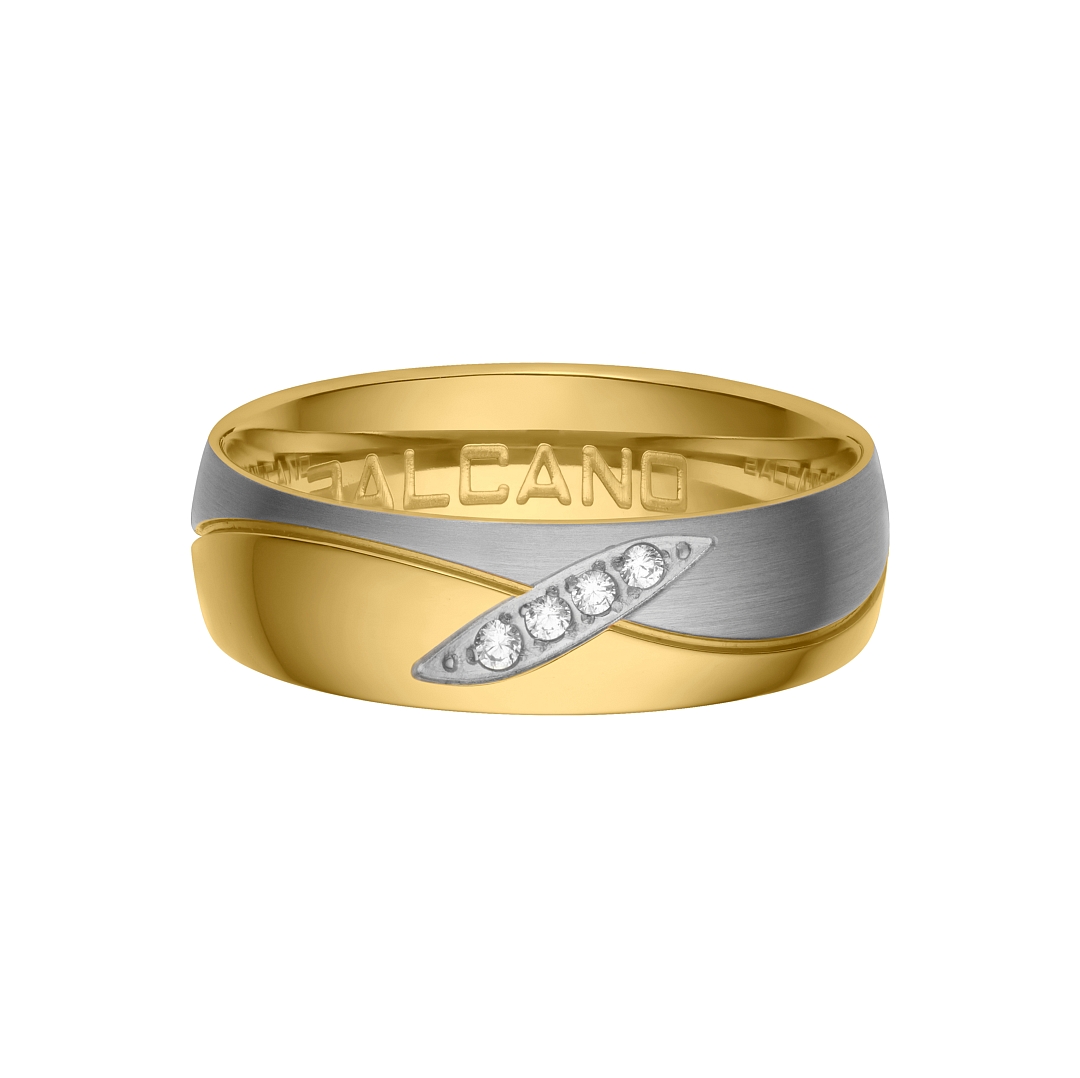 BALCANO - Unda / Bague en acier inoxydable plaqué or 18K avec pierres précieuses zirconium (030036ZY00)