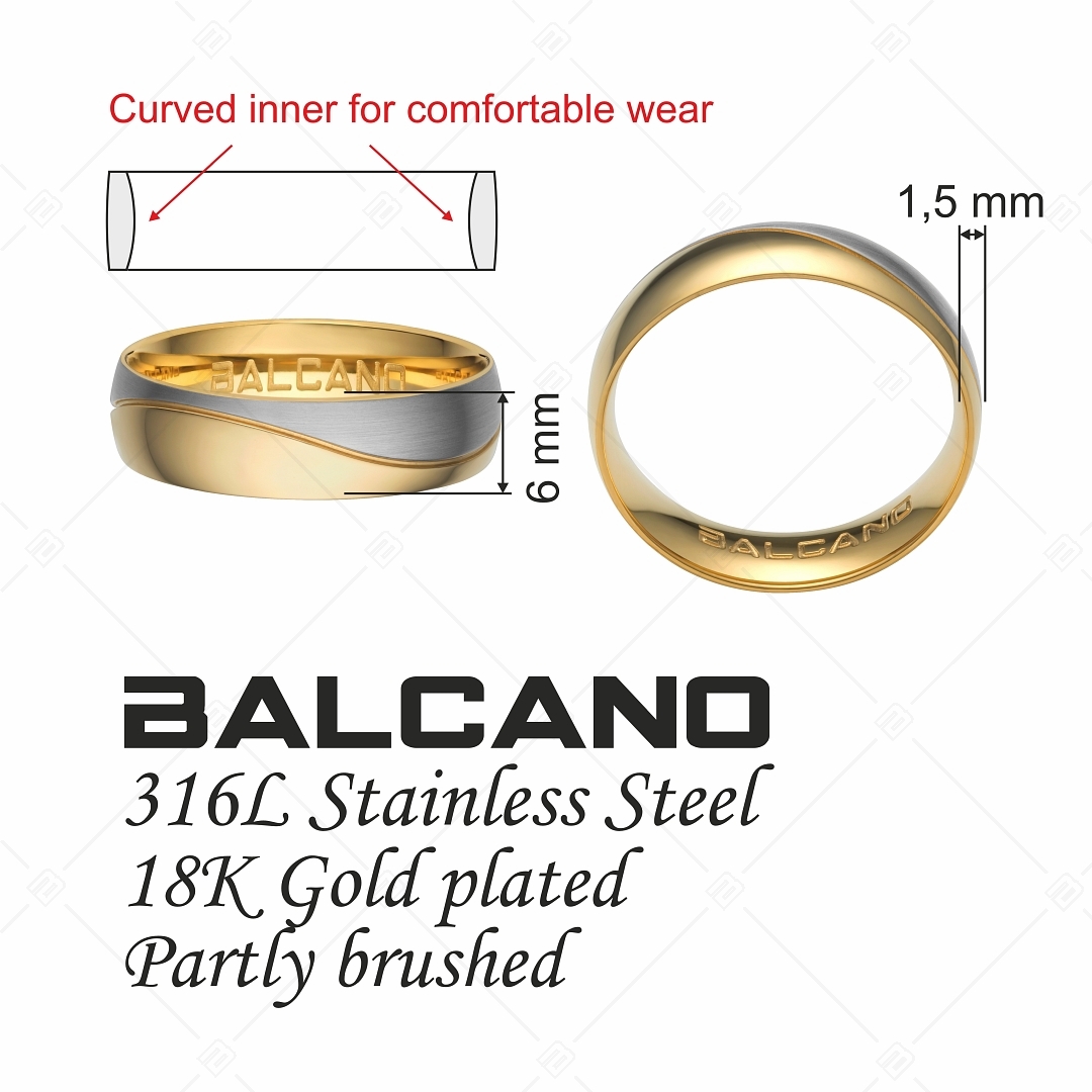 BALCANO - Unda / 18K Gold Plated Stainless Steel Ring (030036ZY99)