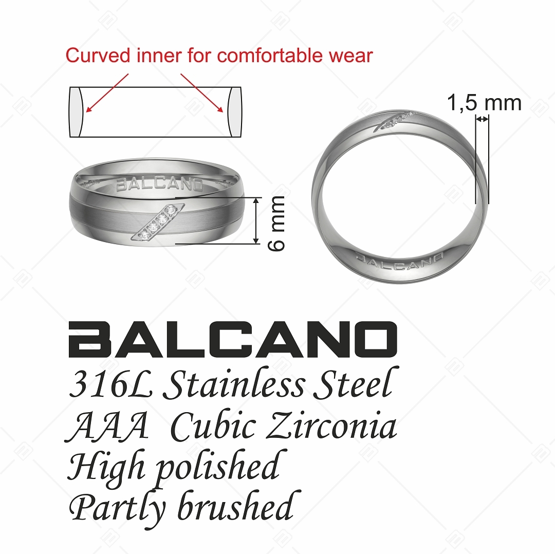 BALCANO - Elice / Bague en acier inoxydable avec pierres précieuses zirconium (030037ZY00)