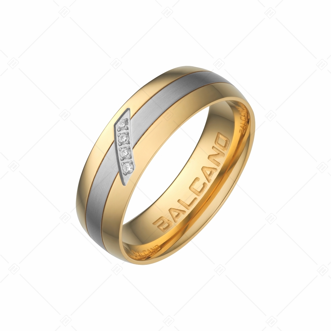 BALCANO - Elice / 18K Gold Plated Stainless Steel Ring with Cubic Zirconia Gemstones (030038ZY00)