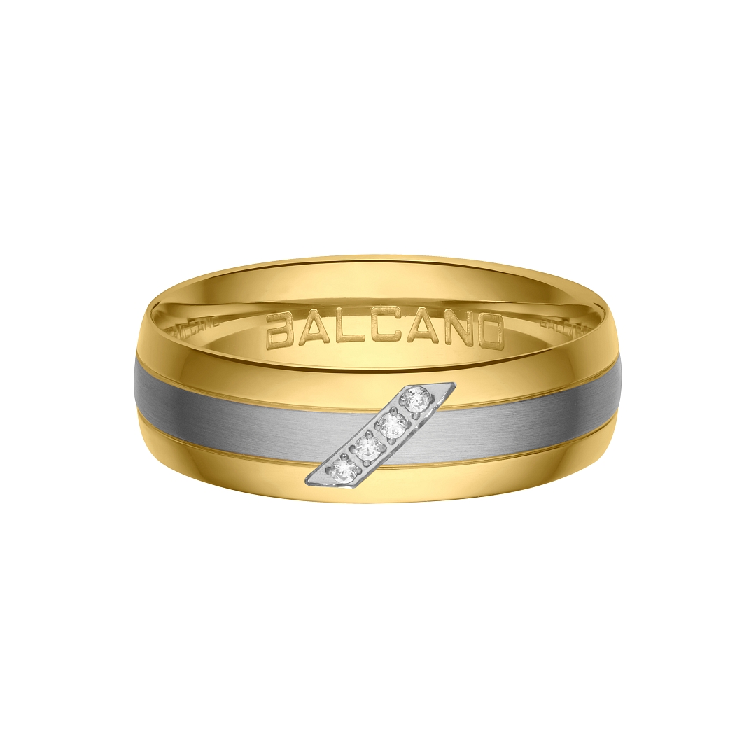BALCANO - Elice / Edelstahl Trauring mit 18K vergoldet und Zirkonia Edelsteinen (030038ZY00)