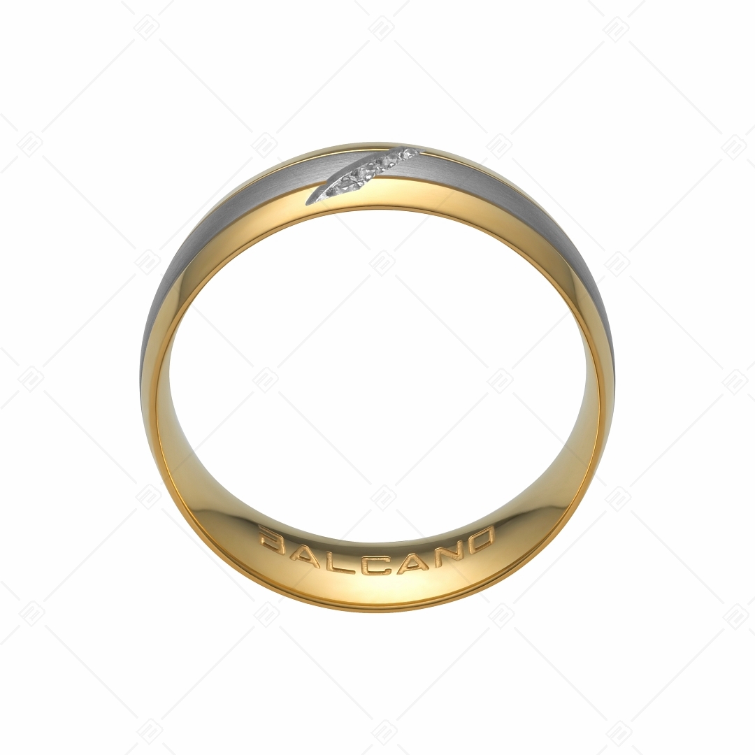 BALCANO - Elice / 18K Gold Plated Stainless Steel Ring with Cubic Zirconia Gemstones (030038ZY00)