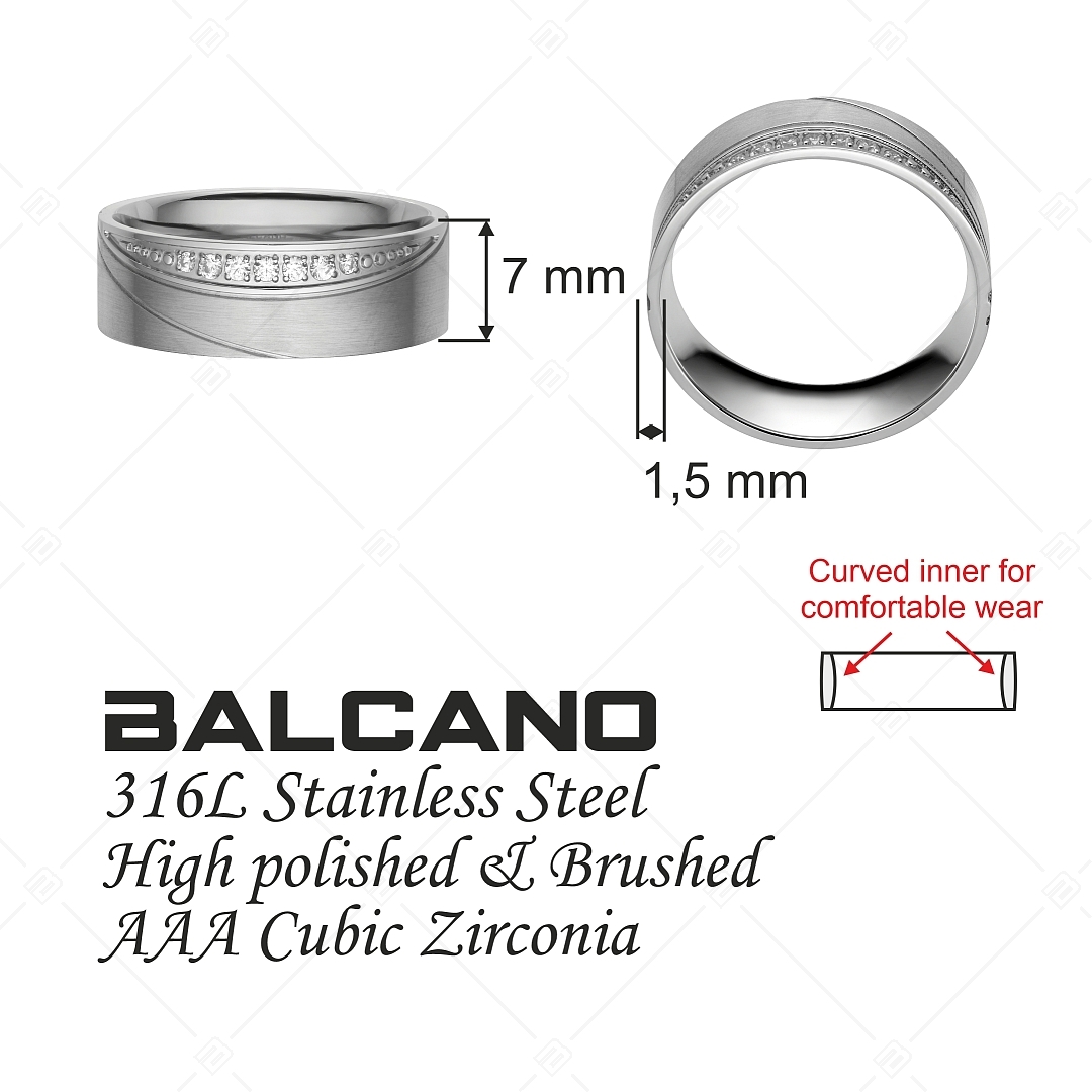 BALCANO - Sunny / Stainless Steel Wedding Ring With Zirconia Gemstones (030039ZY00)