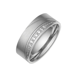 BALCANO - Sunny / Stainless Steel Wedding Ring With Zirconia Gemstones