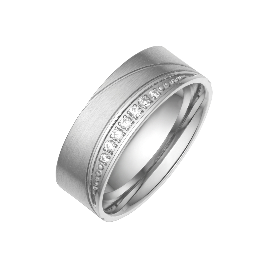 BALCANO - Sunny / Bague de mariageen acier inoxydable avec pierres zirconium (030039ZY00)