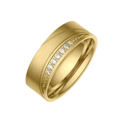 BALCANO - Sunny / Stainless Steel Wedding Ring With Zirconia Gemstones, 18K Gold Plated